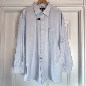 NWT Pronto Uomo Men’s Long Sleeve Button Down Shirt Size 19 34/35 White & Blue